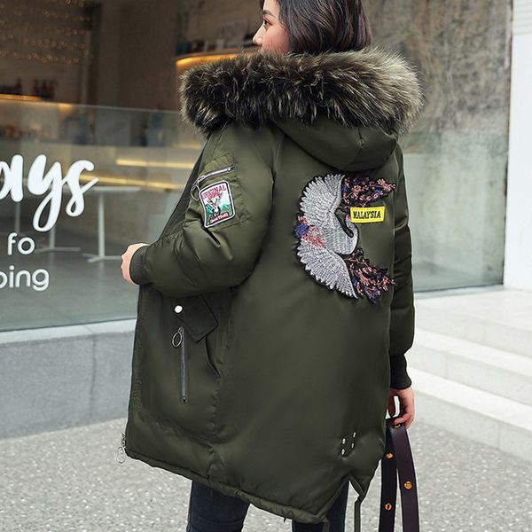 long parkas winter hooded big fur collar coats snow thicken warm embroidery jacket women parkas outwear female plus size xxxl, Black
long parkas winter hooded big fur collar coats snow thicken warm embroidery jacket women parkas outwear female plus size xxxl, Black