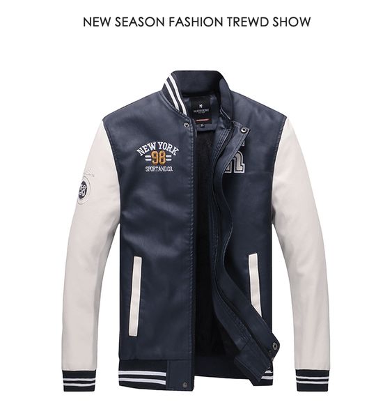 men's stand collar jacket coat men baseball jacket embroidered leather pu coats slim fit college fleece luxury pilot, Black
men's stand collar jacket coat men baseball jacket embroidered leather pu coats slim fit college fleece luxury pilot, Black