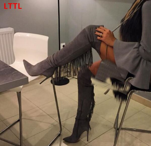 size 35-43 grey color pointed toe side zipper over the knee high boots for women fall winter motorcycle thigh high boots, Black
size 35-43 grey color pointed toe side zipper over the knee high boots for women fall winter motorcycle thigh high boots, Black