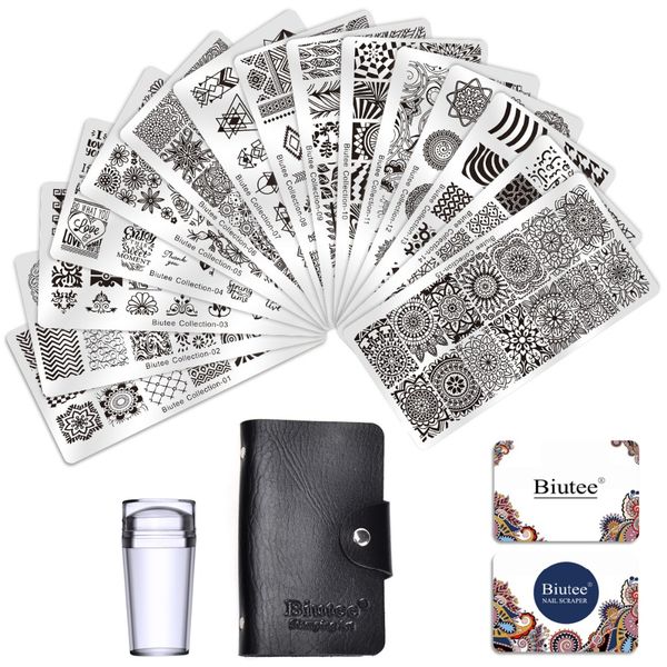 biutee nail stamp plates set 15 plate +1 stamper+2 scraper +1storage bag desgins nails art stamping plate scraper stamper set
biutee nail stamp plates set 15 plate +1 stamper+2 scraper +1storage bag desgins nails art stamping plate scraper stamper set