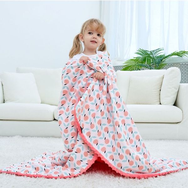 baby blanket with dotted backing newborn soft minky swaddle wrap bedding covers k1kc