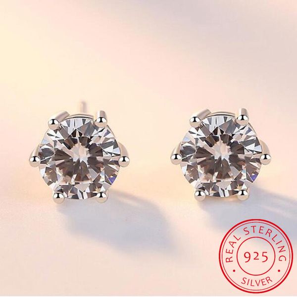 925 sterling silver earrings classic six claw zirconia stud earrings for women men oorbellen boucle d'oreille s-e34, Golden;silver 
925 sterling silver earrings classic six claw zirconia stud earrings for women men oorbellen boucle d'oreille s-e34, Golden;silver