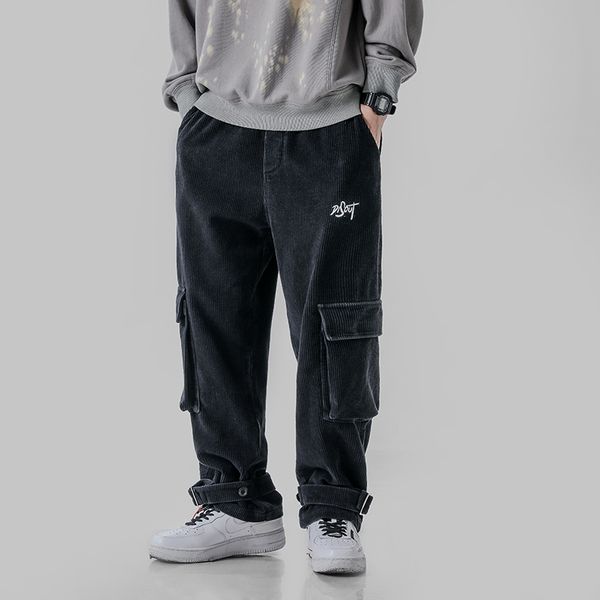 men's trousers fall 2019 slim leg trousers cargo nine minutes long loose casual personality young men's wear, Black
men's trousers fall 2019 slim leg trousers cargo nine minutes long loose casual personality young men's wear, Black