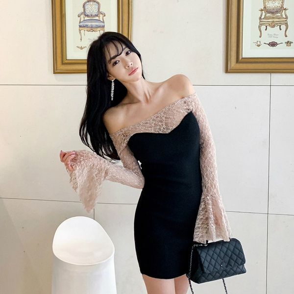 lace patchwork slash neck party dress women flare sleeve slim mini dinner dress for ladies black women winter 2019, Black;gray
lace patchwork slash neck party dress women flare sleeve slim mini dinner dress for ladies black women winter 2019, Black;gray