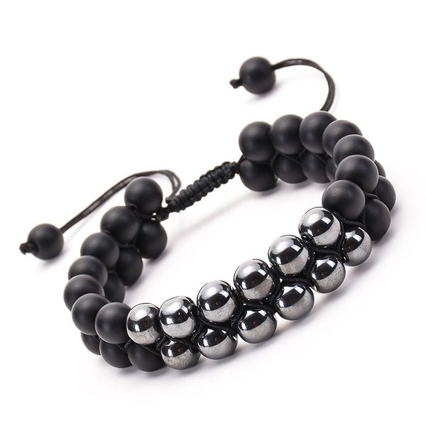 men women 8mm black matte hematite double row beaded bracelet adjustable double layer handwoven braided bracelets for gift
men women 8mm black matte hematite double row beaded bracelet adjustable double layer handwoven braided bracelets for gift