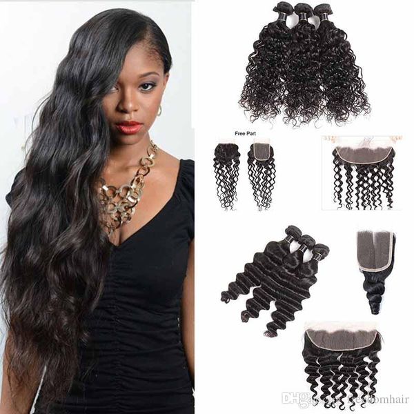 9a brazilian water wave virgin human hair bundles with frontal 13x4 ear to ear lace closure with bundles remy loose deep hair weaves, Black
9a brazilian water wave virgin human hair bundles with frontal 13x4 ear to ear lace closure with bundles remy loose deep hair weaves, Black