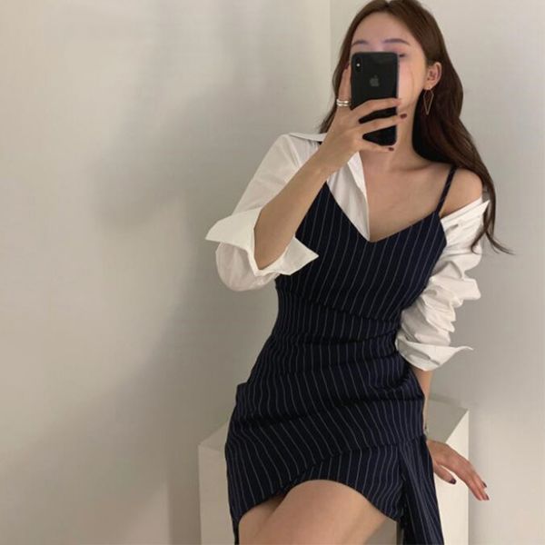 ladies striped strap dress autumn new ins harajuku vintage long sleeve lady korea fashion high waist casual women dress, Black;gray
ladies striped strap dress autumn new ins harajuku vintage long sleeve lady korea fashion high waist casual women dress, Black;gray