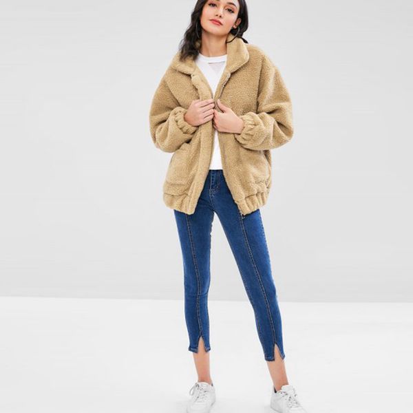autumn and winter simplicity lapel zipper plush jacket ladies solid color slim fashion coat girl pocket long sleeve warm jacket, Black;brown
autumn and winter simplicity lapel zipper plush jacket ladies solid color slim fashion coat girl pocket long sleeve warm jacket, Black;brown