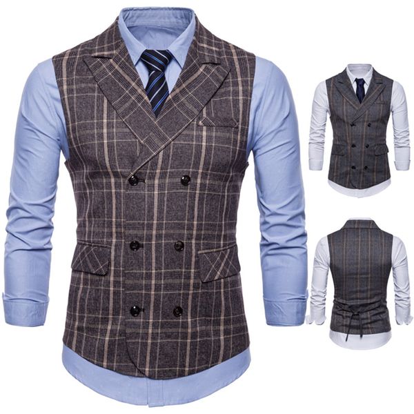 double breasted men's suit vest england style business vest waistcoat men slim fit wool blazer, Black;white
double breasted men's suit vest england style business vest waistcoat men slim fit wool blazer, Black;white