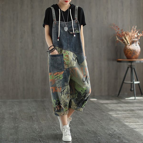 casual all-match denim overalls long pants loose literary botanical printed pocket jeans jumpsuit women spring rompers mujer, Black;white
casual all-match denim overalls long pants loose literary botanical printed pocket jeans jumpsuit women spring rompers mujer, Black;white