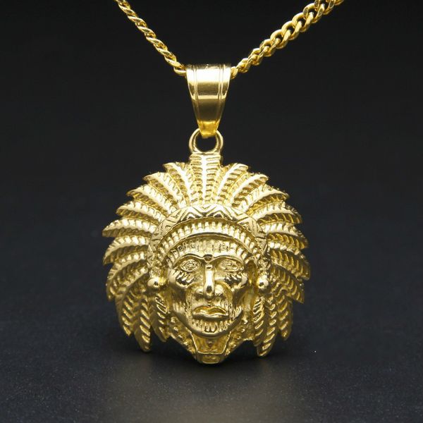 cuban link chains hip-hop punk necklace nightclub accessories indian tribe chief head pendant, Silver
cuban link chains hip-hop punk necklace nightclub accessories indian tribe chief head pendant, Silver