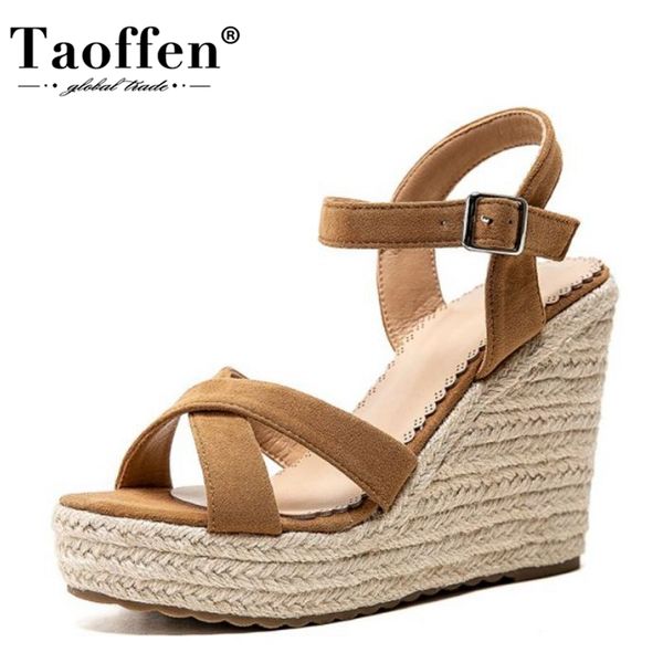 taoffen women wedges shoes open toe ankle strap buckle women sandals solid color casual outdoor beach female zapatos size 34-43, Black
taoffen women wedges shoes open toe ankle strap buckle women sandals solid color casual outdoor beach female zapatos size 34-43, Black