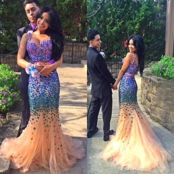 2019 luxury sparkly rhinestone crystal prom dresses long mermaid two pieces prom gowns formal pageant evening party dresses, Black
2019 luxury sparkly rhinestone crystal prom dresses long mermaid two pieces prom gowns formal pageant evening party dresses, Black