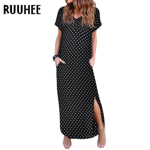 ruuhee long dress women poka dot summer dress female black short sleeve high cut v neck chiffon women beach, Blue;gray
ruuhee long dress women poka dot summer dress female black short sleeve high cut v neck chiffon women beach, Blue;gray