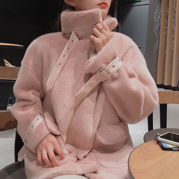 autumn winter new elegant double-faced fur coat women casual faux jacket fashion wide waisted pink faux fur coats mw900, Black
autumn winter new elegant double-faced fur coat women casual faux jacket fashion wide waisted pink faux fur coats mw900, Black