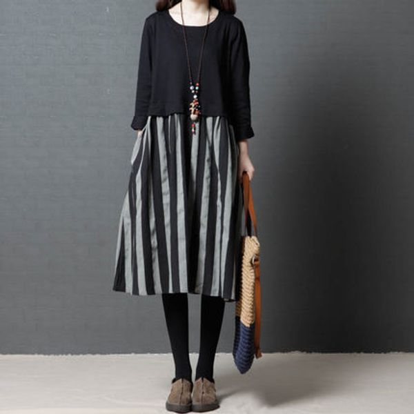 autumn clothing new style 2019 korean-style loose and plus-sized women's dress fashion comfortable stripes cotton linen dress wo, Red
autumn clothing new style 2019 korean-style loose and plus-sized women's dress fashion comfortable stripes cotton linen dress wo, Red