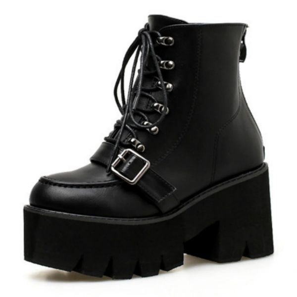 thick buttom platform women's boots buckle strap high heel black leather boots goth ankle booties ladies punk shoes p424
thick buttom platform women's boots buckle strap high heel black leather boots goth ankle booties ladies punk shoes p424