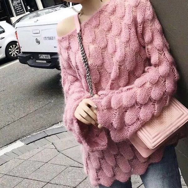 missord 2019 autumn and winter o neck long sleeve hollow out solid color loose knitted sweater ft19635, White;black
missord 2019 autumn and winter o neck long sleeve hollow out solid color loose knitted sweater ft19635, White;black