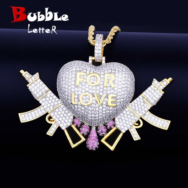 3d heart drip with gun love pendant with tennis chain gold silver color cubic zircon men's hip hop necklace jewelry for gift
3d heart drip with gun love pendant with tennis chain gold silver color cubic zircon men's hip hop necklace jewelry for gift