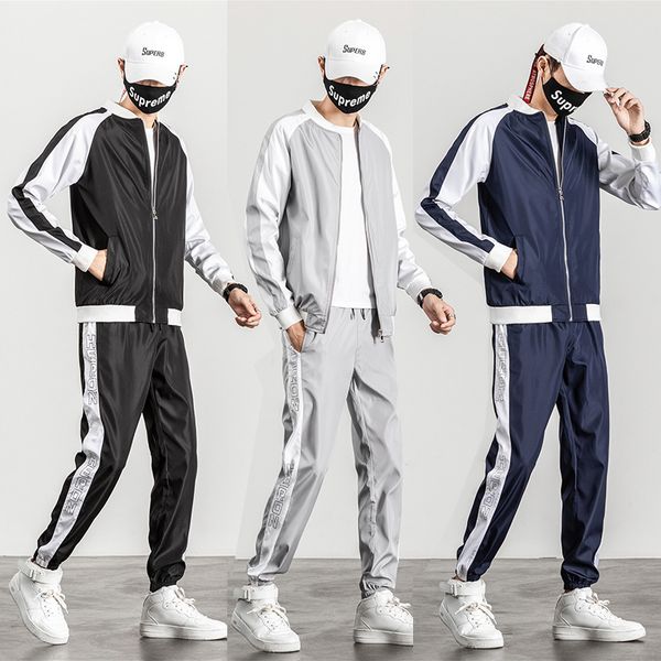 men's sportswear casual spring tracksuit men two pieces sets stand collar jackets sweatshirt pants joggers track suit running, Gray
men's sportswear casual spring tracksuit men two pieces sets stand collar jackets sweatshirt pants joggers track suit running, Gray