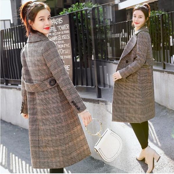 autumn and winter woolen coat female long woolen windbreaker 2019 new korean version of the popular tartan coat, Black
autumn and winter woolen coat female long woolen windbreaker 2019 new korean version of the popular tartan coat, Black