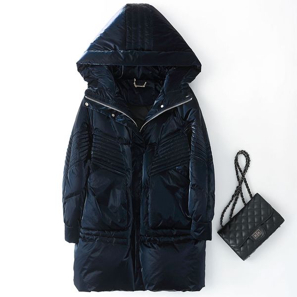 new loose medium-long cap warm down coat overcoat for women, Black
new loose medium-long cap warm down coat overcoat for women, Black