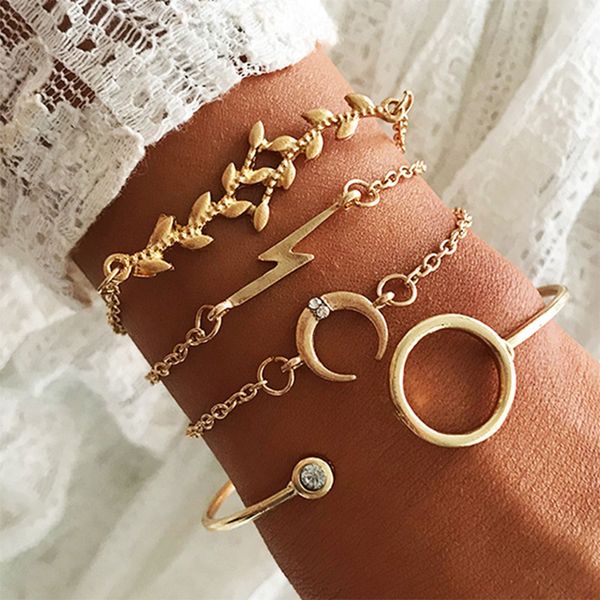 4 set gold tone stainless steel bohemian street accessories friendship openwork olive leaf leaves bracelet sets for women, Golden;silver
4 set gold tone stainless steel bohemian street accessories friendship openwork olive leaf leaves bracelet sets for women, Golden;silver