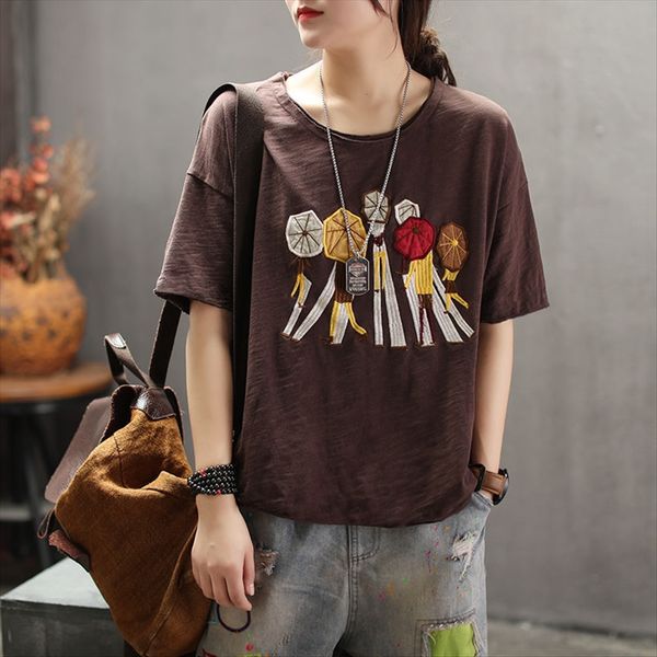 pure cotton 2020 artistic embroidery t-shirt casual all-match loose short sleeve large size women's t-shirt embroidery middle sleeve, White
pure cotton 2020 artistic embroidery t-shirt casual all-match loose short sleeve large size women's t-shirt embroidery middle sleeve, White