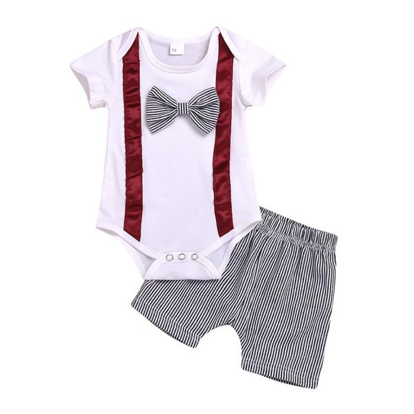 2pcs/set summer baby boys adorable short sleeve bowknot romper +striped print shorts casual outfits clothes #e, White
2pcs/set summer baby boys adorable short sleeve bowknot romper +striped print shorts casual outfits clothes #e, White