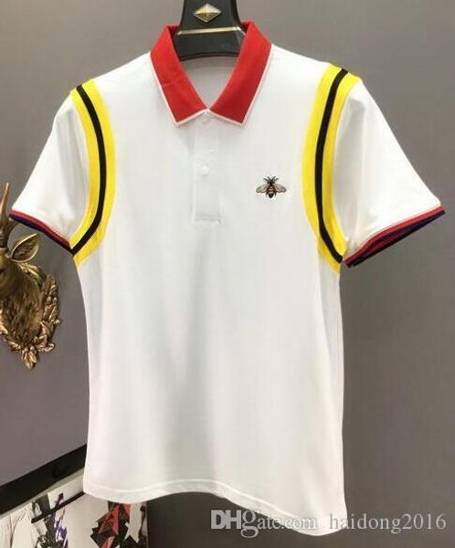 fashion clothing men's polo shirt bee print striped sleeve men cotton solid casual t-shirts european designer slim fit polos size m-3xl, White;black
fashion clothing men's polo shirt bee print striped sleeve men cotton solid casual t-shirts european designer slim fit polos size m-3xl, White;black