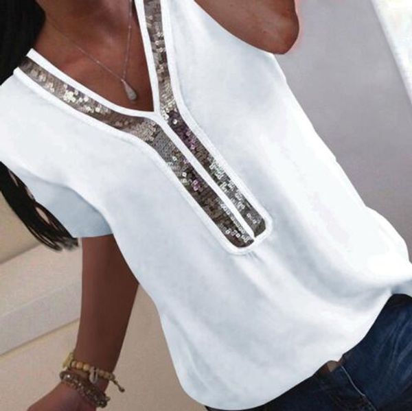 women v-neck sequins chiffon blouse shirt spring summer elegant office lady blouses plus size s-5xl blusa feminina, White
women v-neck sequins chiffon blouse shirt spring summer elegant office lady blouses plus size s-5xl blusa feminina, White