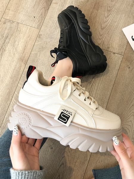 women breathable casual shoes autumn height increase shoes cross-tied lace up platform leisure shoes thick soled women sneakers y200424, Black
women breathable casual shoes autumn height increase shoes cross-tied lace up platform leisure shoes thick soled women sneakers y200424, Black