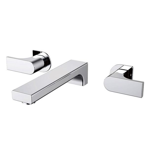 chrome plated brass wall mounted basin faucet two handle three holes bathroom sink cold and mixer tap
chrome plated brass wall mounted basin faucet two handle three holes bathroom sink cold and mixer tap