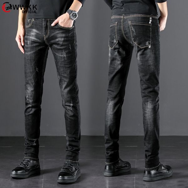 wwkk 2020 new men's slim elastic cotton jeans fashion business classic style jeans denim pants trousers male large size 38, Blue
wwkk 2020 new men's slim elastic cotton jeans fashion business classic style jeans denim pants trousers male large size 38, Blue