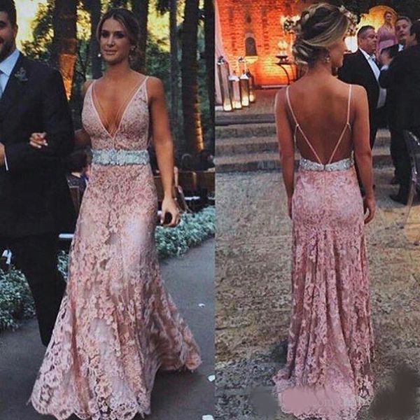 2020 new pink lace evening dresses wear with beaded sash deep v-neck sleeveless low back floor-length formal long prom gowns, Black;red
2020 new pink lace evening dresses wear with beaded sash deep v-neck sleeveless low back floor-length formal long prom gowns, Black;red