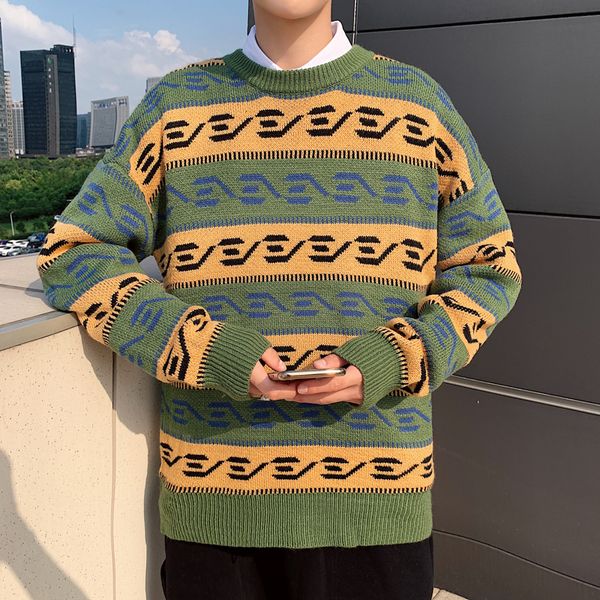 uyuk2019 autumn winter new loose casual port style fashion pattern decorative round-neck men's sweater masculina hombre, White;black
uyuk2019 autumn winter new loose casual port style fashion pattern decorative round-neck men's sweater masculina hombre, White;black