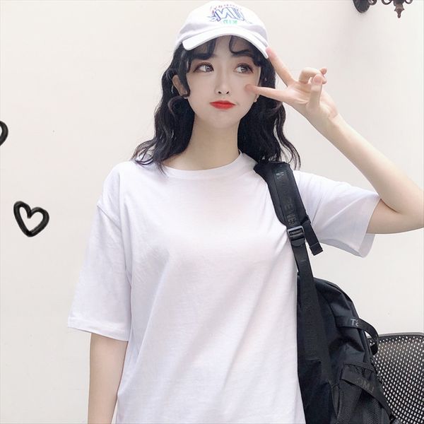 women's pure cotton women's short-sleeved t-shirt student's large size street couple clothes cultural advertising shirt, White
women's pure cotton women's short-sleeved t-shirt student's large size street couple clothes cultural advertising shirt, White