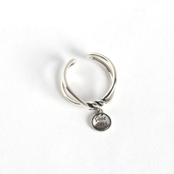 hrina vintage s925 sterling silver letter "good luck" round pendant knot open rings resizable for men women fine jewelry, Golden;silver
hrina vintage s925 sterling silver letter "good luck" round pendant knot open rings resizable for men women fine jewelry, Golden;silver