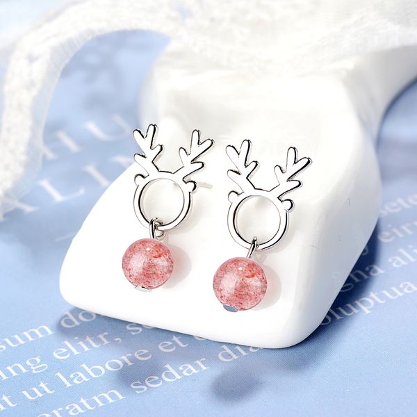 anenjery trendy 925 sterling silver elk antlers shaped earrings with natural strawberry crystal bead pendant jewelry s-e834
anenjery trendy 925 sterling silver elk antlers shaped earrings with natural strawberry crystal bead pendant jewelry s-e834