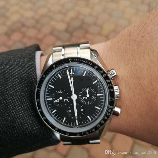 42mm automatic black face full stainless steel men's moon wristwatch professional speed male watch, Slivery;brown
42mm automatic black face full stainless steel men's moon wristwatch professional speed male watch, Slivery;brown