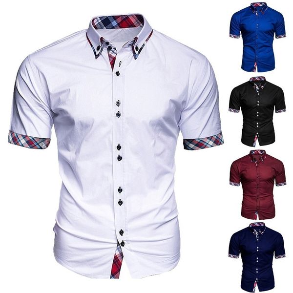 2019 new arrivals slim fit male shirt fashion men's business patchwork button casual plaid short sleeve blouse comfortable, White;black
2019 new arrivals slim fit male shirt fashion men's business patchwork button casual plaid short sleeve blouse comfortable, White;black