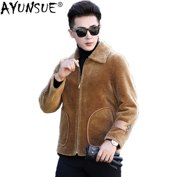ayunsue 2019 new short real fur coat autumn winter sheep shearling wool coat leather jacket warm brown mens l18-3702 kj1305, Black
ayunsue 2019 new short real fur coat autumn winter sheep shearling wool coat leather jacket warm brown mens l18-3702 kj1305, Black