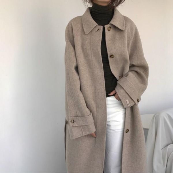 autumn winter plus size woolen coat belt turn down collar single breasted solid coats long women casual outwear overcoat, Black
autumn winter plus size woolen coat belt turn down collar single breasted solid coats long women casual outwear overcoat, Black