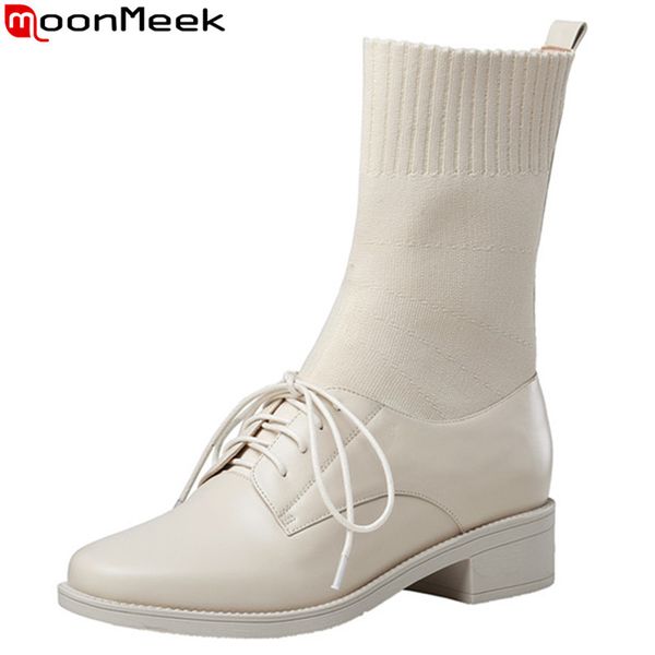 moonmeek 2020 new knitted wool+cow leather boots round toe ladies ankle boots slip on low heels autumn winter women, Black
moonmeek 2020 new knitted wool+cow leather boots round toe ladies ankle boots slip on low heels autumn winter women, Black
