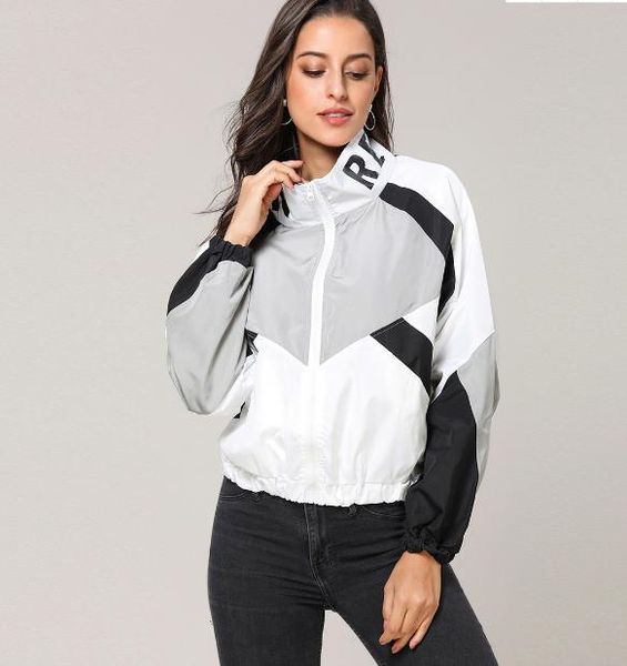 new fashion jacket women zip colorblock windbreaker jacket high neck outwear streetwear women's coats, Black;brown
new fashion jacket women zip colorblock windbreaker jacket high neck outwear streetwear women's coats, Black;brown