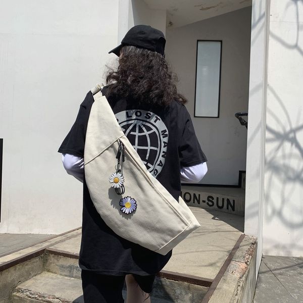 2020 new korean version of the waist bag women's fashion cute messenger canvas bag casual large capacity chest ladies