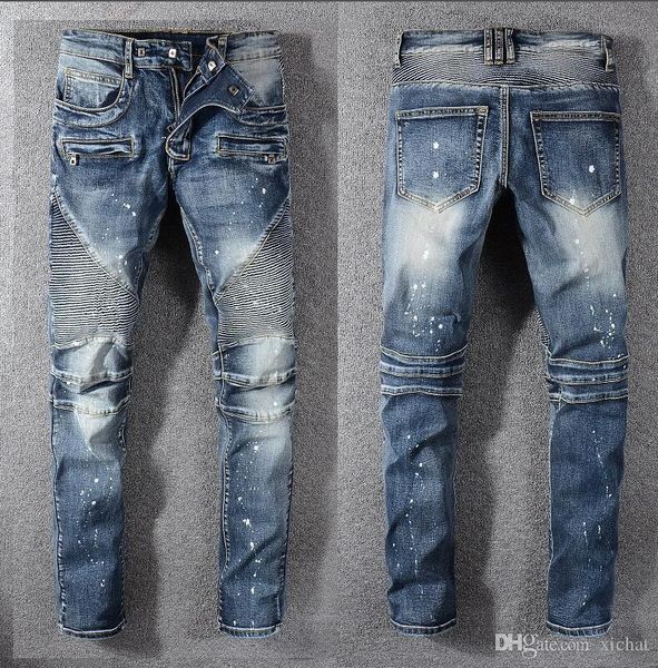 mens fold skinny painted jeans fashion designer washed pleated panelled zipper slim fit motorcycle biker hip hop denim pants 1077, Blue
mens fold skinny painted jeans fashion designer washed pleated panelled zipper slim fit motorcycle biker hip hop denim pants 1077, Blue