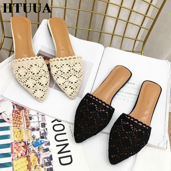htuua fashion lace pointed toe flat slides 2019 closed toe mules shoes women slippers outside sandals summer shoes woman sx2632, Black
htuua fashion lace pointed toe flat slides 2019 closed toe mules shoes women slippers outside sandals summer shoes woman sx2632, Black
