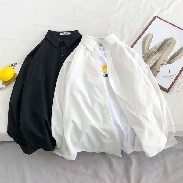 men's casual shirts white shirt long-sleeved korean version of the trend loose and handsome solid color wild jacket men tide b, White;black
men's casual shirts white shirt long-sleeved korean version of the trend loose and handsome solid color wild jacket men tide b, White;black