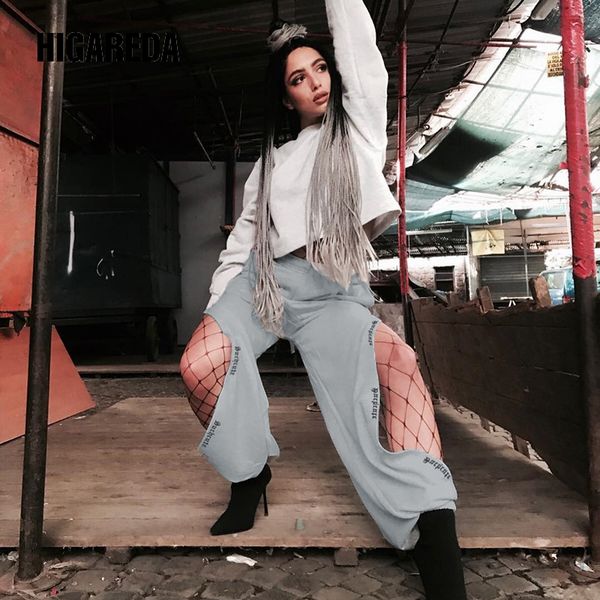 higareda 2020 split side casual loose pants women letter print high waist trousers baggy harajuku sweatpants and joggers, Black;white
higareda 2020 split side casual loose pants women letter print high waist trousers baggy harajuku sweatpants and joggers, Black;white